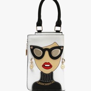 Cute Big Glasses Face Clutch Purse White Only